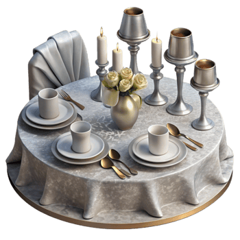 magnificent rustic Wedding Table Setting with Silverware Isolated detailed png