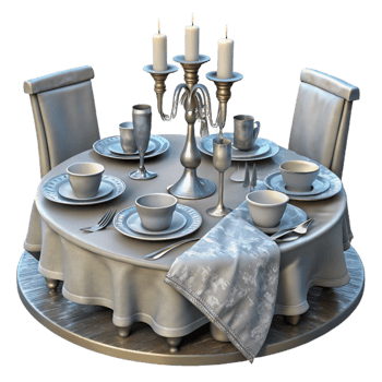 wonderful minimalist Wedding Table Setting with Silverware Isolated genuine png