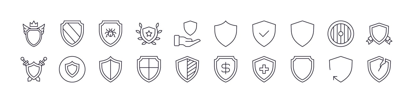 Shield Thin Icons Collection. Editable Stroke. Perfect for Web Sites, Books, Cards, Apps vector