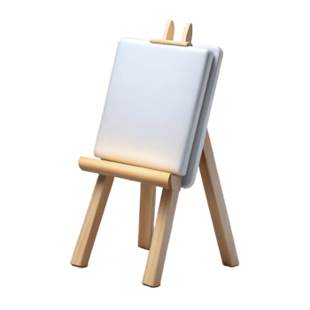 vibrant abstract White Blank Canvas on Easel Transparent Background exclusive png