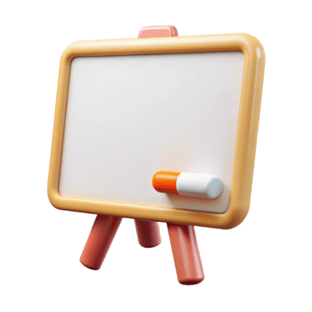 vibrant vintage Whiteboard with Eraser Front View Isolated high quality png