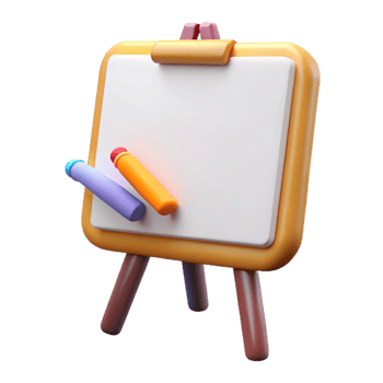 beautiful artistic Whiteboard with Markers Isolated authentic png