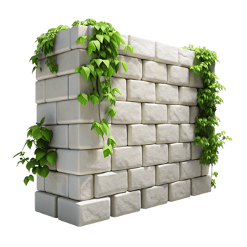 beautiful traditional White Brick Wall with Ivy and Flowers Isolated professional png