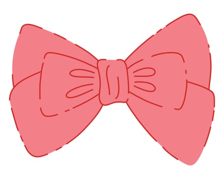 Elegant Pink Triple Loop Ribbon Bow Hand Drawn Illustration Isolated on White Background. Cute Girly Bowknot for Gifts, Present Knots or Hairstyle vector