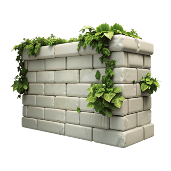 magnificent vintage White Brick Wall with Ivy and Flowers Isolated exclusive png