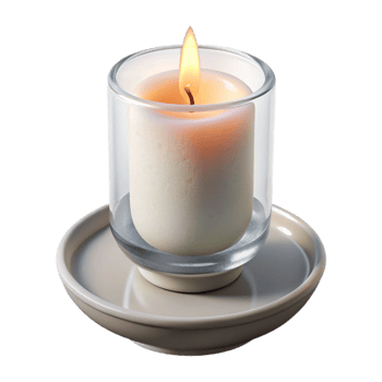 elegant minimalist White Candle in Glass Holder Cutout Element high quality png