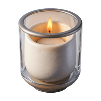 serene minimalist White Candle in Glass Holder Cutout Element authentic png
