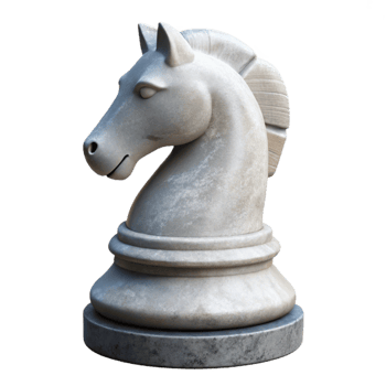 elegant artistic White Chess Knight Cutout Element premium png