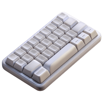 elegant vintage White Keyboard Top View with Transparent Background original png