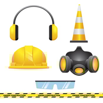 Design Construction Work Safety Tool Set, yellow vector