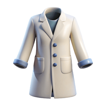 elegant traditional White Lab Coat Front View Transparent Cutout authentic png
