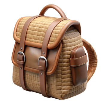 impressive classic Wicker Backpack with Leather Straps Cutout png