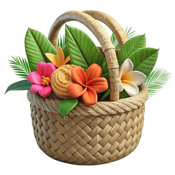 wonderful classic Wicker Basket Filled with Exotic Fruits Cutout premium png
