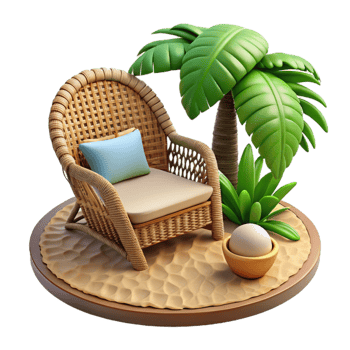 beautiful vintage Wicker Chair on Tropical Beach Cutout genuine png
