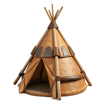 dramatic creative Wigwam Traditional Dwelling Brown Canvas Isolated detailed png