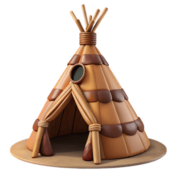 beautiful classic Wigwam Traditional Dwelling Brown Canvas Isolated high resolution png