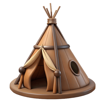 impressive vintage Wigwam Traditional Dwelling Brown Canvas Isolated premium png