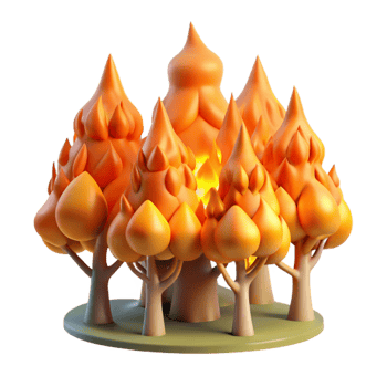 dramatic classic Wildfire Burning Trees Orange Flames Transparent Background high resolution png