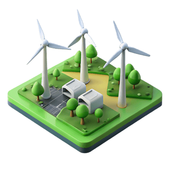 magnificent creative Wind Farm Aerial View Green Fields Transparent Background authentic png