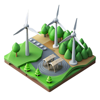 elegant modern Wind Farm Aerial View Green Fields Transparent Background genuine png