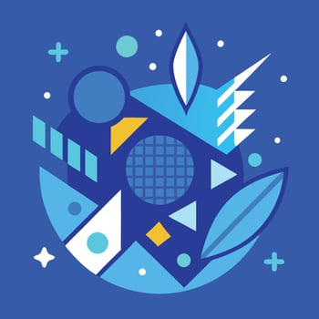 A blue and white illustration of a geometric pattern vector