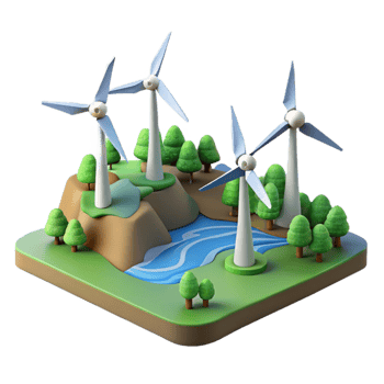 beautiful abstract Wind Farm Landscape Wide Angle professional png