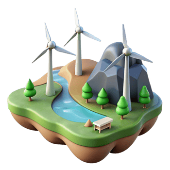 beautiful creative Wind Farm Landscape Wide Angle high quality png