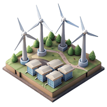 serene minimalist Wind Turbine Farm Aerial View Cutout original png