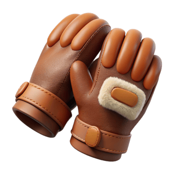 extraordinary classic Winter Gloves Leather Brown and Warm Isolated high resolution png