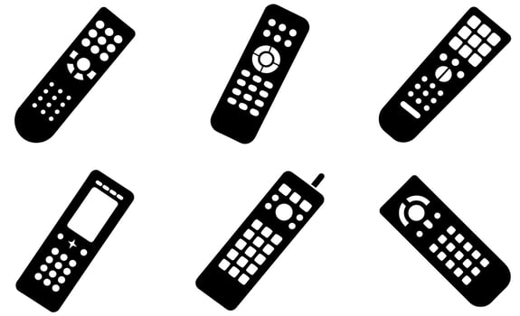 Various Black TV Remote Control Icons set vector