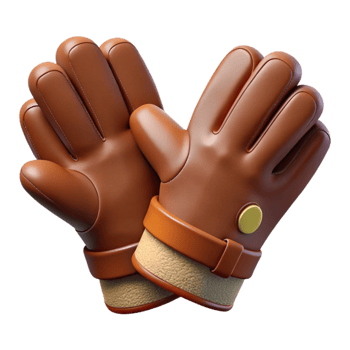 stunning rustic Winter Gloves Leather Brown and Warm Isolated high quality png