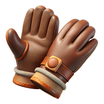 serene vintage Winter Gloves Leather Brown and Warm Isolated png