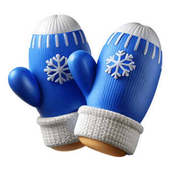 serene vintage Winter Mittens Knitted Blue and White Transparent Background genuine png