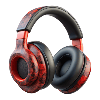 vibrant minimalist Wireless Headphones Over Ear Black and Red Transparent Background png