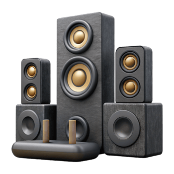 elegant rustic Wireless Home Theater System Black Speakers Cutout premium png