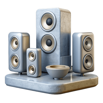 magnificent artistic Wireless Home Theater System Black Speakers Cutout detailed png