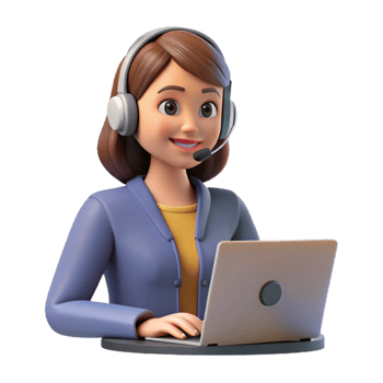 dramatic rustic Woman Attending Online Class with Headset Cutout Transparent Background detailed png