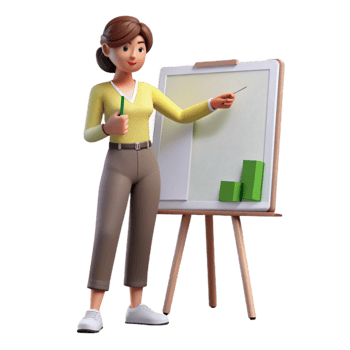 impressive contemporary Woman Brainstorming at Whiteboard Transparent Background png