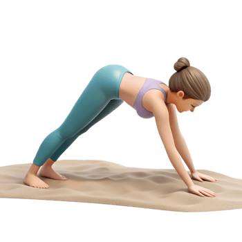 impressive classic Woman Doing Downward Dog Pose on Beach Transparent Background Isolated authentic png