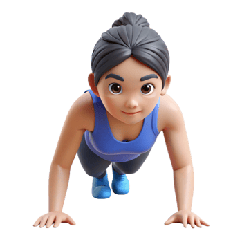 wonderful classic Woman Doing Push Ups Front View Isolated Transparent Background premium png