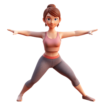 elegant traditional Woman Doing Yoga Warrior Pose Transparent Background premium png