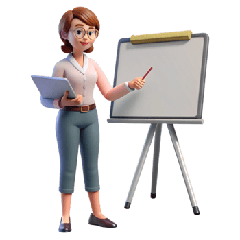 elegant creative Woman Giving Online Presentation with Whiteboard Isolated exclusive png