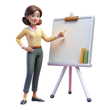 vibrant abstract Woman Giving Presentation on Whiteboard Cutout png