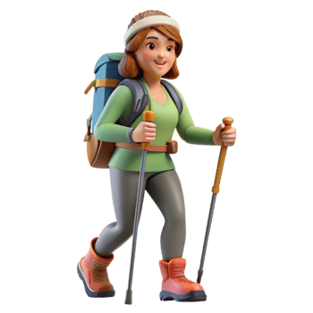 magnificent traditional Woman Hiking with Trekking Poles Cutout exclusive png