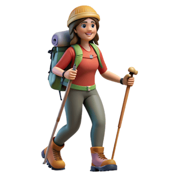 wonderful minimalist Woman Hiking with Trekking Poles Cutout professional png