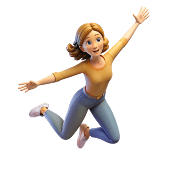 wonderful vintage Woman Jumping High Angle Isolated original png