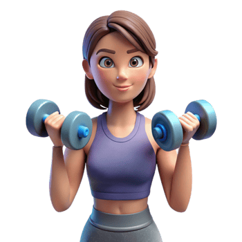 elegant minimalist Woman Lifting Dumbbells Isolated high resolution png