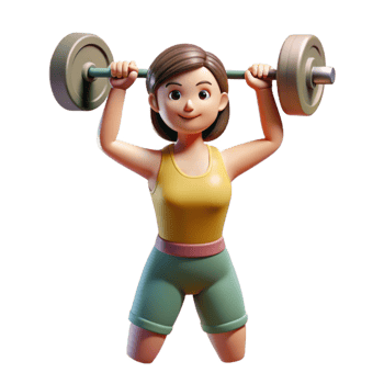 stunning modern Woman Lifting Weights Overhead Transparent Background authentic png