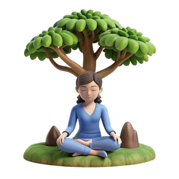 extraordinary minimalist Woman Meditating Under Tree Cutout Isolated professional png