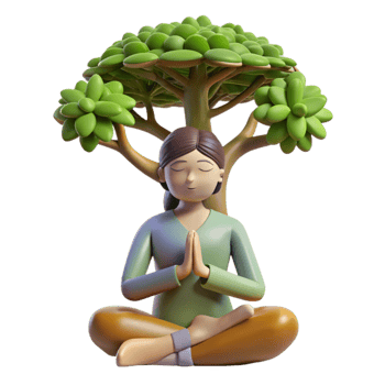 stunning minimalist Woman Meditating Under Tree Cutout Isolated authentic png